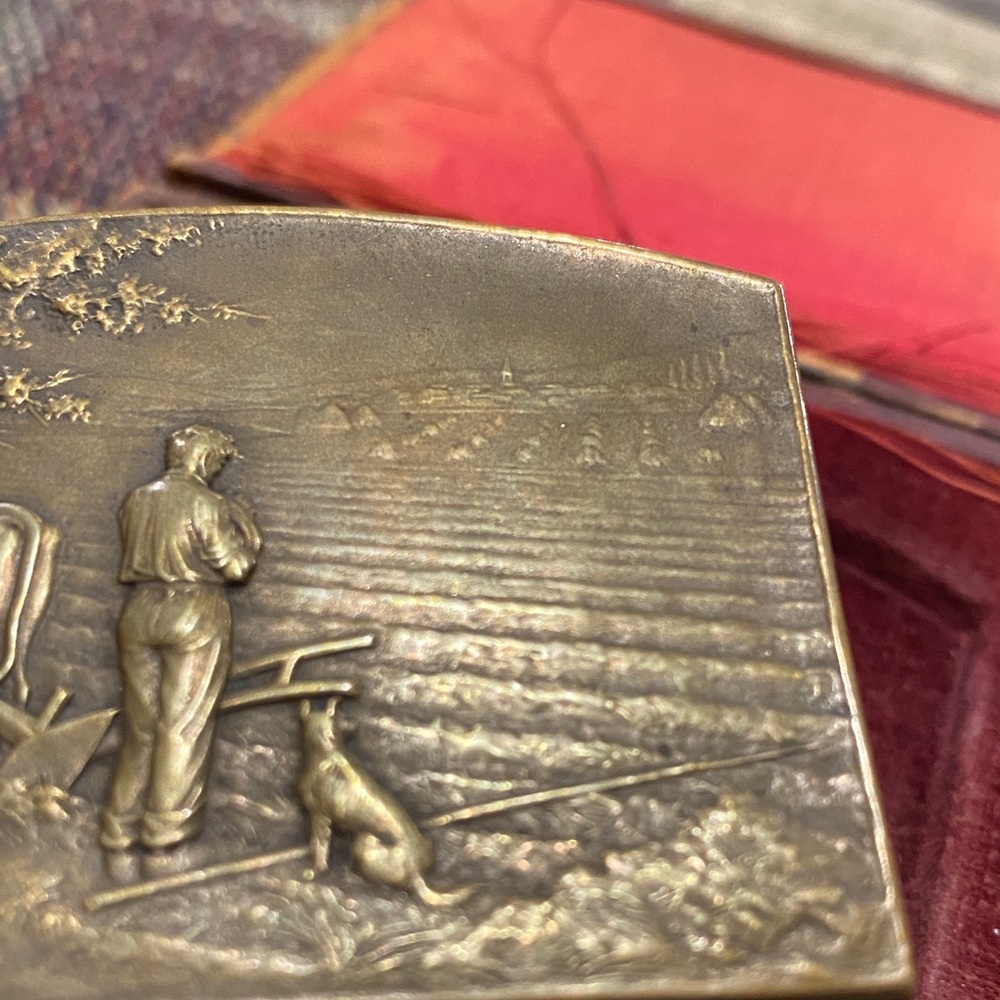 G. Dupre Antique Bronze medal late 1800’s/1900’s agricultural/mother with child - Picture 14 of 16